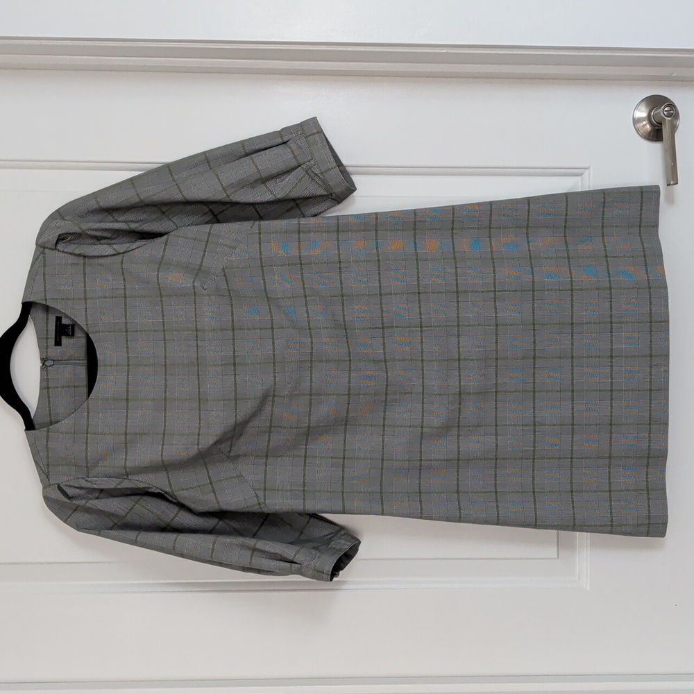 Gray Plaid Shift Dress